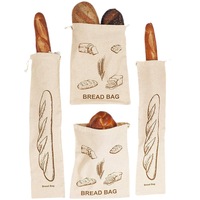 Sacs à pain en coton lin sacs à pain à cordon réutilisables pains pâtisseries sacs stockage des aliments pour boulangerie Baguette emballage de pique-nique