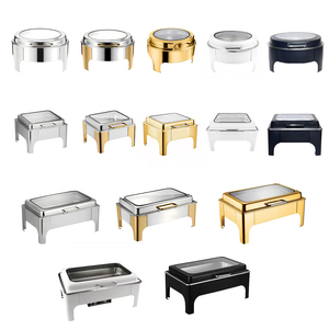 Chauffe-<span class=keywords><strong>Plat</strong></span> Électrique Rond Doré avec Couvercle en Verre pour Buffet – Équipement de Restauration Professionnel Noir - Product Image 5