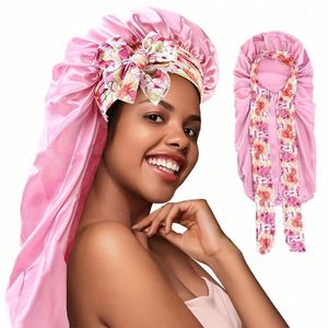 Beauty Design Satin Bonnet for Ladies-Long Hair Sleep Cap Adjustable <b>Tie</b> Daily Outdoor Use Fast Shipping Wholesale All Seasons - Product Image 1