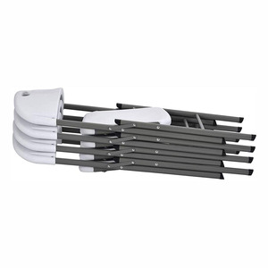 White Plastic Folding <b>Garden</b> <b>Chair</b> <b>Stackable</b> Portable Outdoor Furniture Durable Metal Frame Minimalist Design No Filling - Product Image 6