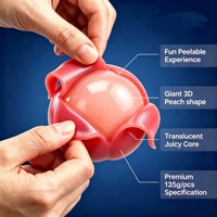 OEM HALAL 3D Reuze Perzik-smaak Peelable Gummy Groothandel 135g Zoete Grote Sappige Perzikvormige Peelable Gummy