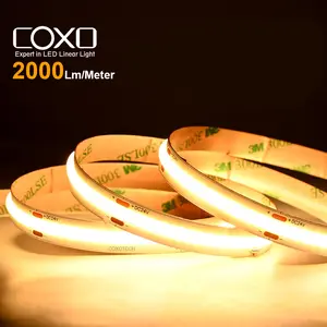 COXO Ra>95 شريط إضاءة ليد عالي الكفاءة COB ce rohs ضمان 5 سنوات شريط إضاءة ليد عالي السطوع 2000lm COB