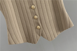 2024 autunno inverno nuovo maglione Slim fit tinta unita e pantaloni larghi Set di 3 pezzi gilet da <span class=keywords><strong>donna</strong></span> lavorato a maglia Set Cardigan - Product Image 6