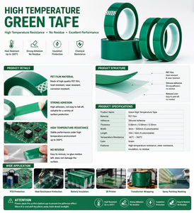 Ruban adhésif thermique vert multi-usages sur mesure OEM, ruban de masquage PET haute température pour impression 3D et sublimation - Product Image 4