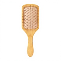 Brosse à cheveux en bambou naturel anti-nœuds avec coussin d'air massant, peigne à palette, outil de soin des cheveux avec logo personnalisé