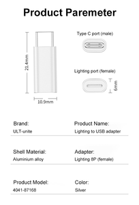 ULT-unite Brand New Portable Aluminum Alloy Lighting to <strong>USB</strong> <strong>Type</strong>-<strong>C</strong> <strong>Adapter</strong> for iPhone Laptop &amp; Mobile Phone - Product Image 6