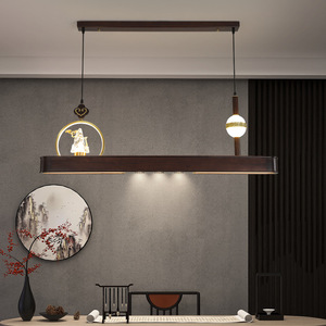 New Chinese Style Pendant <b>Light</b> Wooden Long Shape Led Chandelier For Restaurant Bar Study Tea Room - Product Image 2