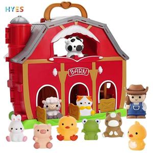Huiye Vorschule Montessori Lernspiel zeug Nutztier <span class=keywords><strong>Finger</strong></span> puppen Set Farm Animal House Toy - Product Image 1