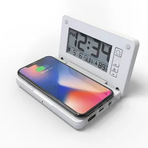 Wireless Charge LCD Digital Display Time Date Alarm Clock With Temperature Mobile Phone