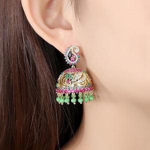 Gros Longue Bohême Indien Jhumka Perlée Gland Goutte Boucles D'oreilles pour Les Femmes De Mariage De Mariée Bling Mode Bijoux Cadeau De Noël - Product Image 3