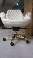Chaise de bureau pivotante contemporaine CANBOTH avec revêtement en cuir PU et base en aluminium pour salon de manucure et usage bureautique Modèle C9132