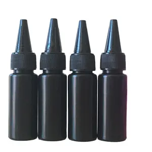 Flacone di colla nera PE da 30ml, tappo a punta a bocca appuntita a naso lungo, flacone da spremere in plastica da 1OZ con tappo superiore a torsione