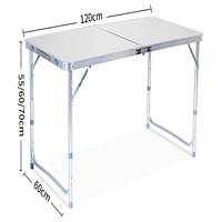 Table de camping pliable portable en aluminium, tube en aluminium, capacité de charge de 120 kg, hauteur réglable, mobilier de jardin pour pique-nique en plein air