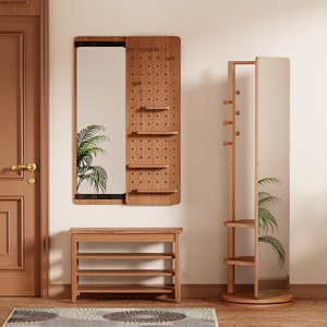 Wall Mounted Full Length <b>Mirror</b> 47.6 x 15.5 Inch Multi Functional Design Panel Space Saving Push Pull Door - Product Image 2