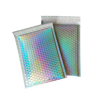 Bolsa de envío de correo de polietileno holográfica blanca púrpura Rosa recuperable personalizada, sobre acolchado metálico respetuoso con el medio ambiente, envío de burbujas - Product Image 1