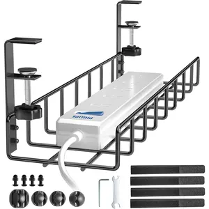 Top Ranking No Drill Under Desk Cable Organizer for Wire Management under desk cable management tray