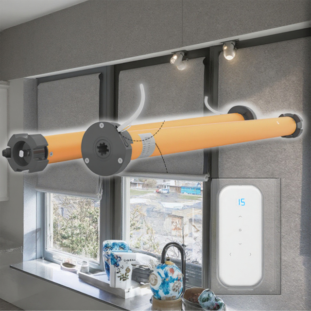 Smart Electric Blinds Remote Control DC Motor WiFi Compatible Modern Bedroom for Roller Shades Window Fabric Blackout Shade