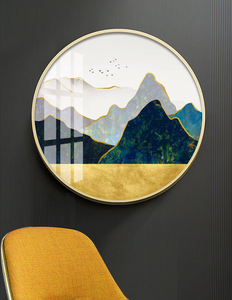 Luxe aluminium <span class=keywords><strong>montagne</strong></span> et eau cadre rond paysage abstrait cristal porcelaine peinture mur Art peinture - Product Image 3