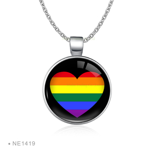Collar con Colgante de Cabujón de Cristal con Diseño de Bandera LGBT Orgullo Amor Más Poco Miedo, Venta al por Mayor de Fabricante - Product Image 6