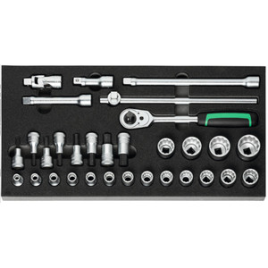 ชุดประแจบล็อกหัวสี่เหลี่ยม <span class=keywords><strong>Stahlwille</strong></span> ขนาด 1/2 นิ้ว ชุบโครเมียม แบบ OEM ปรับแต่งได้ พร้อมชุดอุปกรณ์เสริม เช่น ด้ามต่อและซ็อกเก็ต - Product Image 1