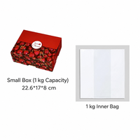 Boîte d'emballage pour cerises fraîches 1 kg, 22,6x17x8 cm, en carton ondulé rouge imprimé, écologique, recyclable, design télescopique, pour fruits
