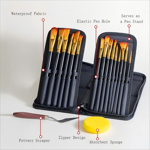 Ensemble de 15 pinceaux en nylon de haute qualité, manches en bois et en aluminium, pour <span class=keywords><strong>peinture</strong></span> à l'aquarelle, acrylique, huile, gouache, <span class=keywords><strong>peinture</strong></span> lisse - Product Image 4