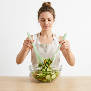 Resin <b>Salad</b> Servers Set Green Eco-Friendly Dishwasher Safe Manual <b>Salad</b> <b>Tools</b> - Product Image 1