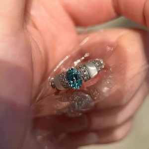 Exquisitos Anillos de Diamantes Ovalados Azules de Moda, Elegantes Anillos Ajustables con Micro Pavé de Circonita Cúbica para Mujeres y Niñas, Regalos - Product Image 4