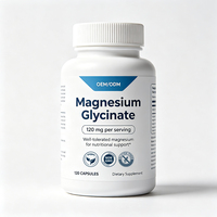 Capsules de glycinate de magnésium en marque privée OEM, complément alimentaire bien toléré, végétalien, sans OGM, sans gluten