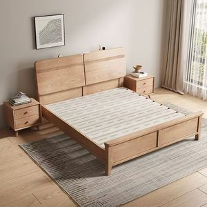 Lit nordique <span class=keywords><strong>2</strong></span>-3 places, mobilier de chambre, cadre de lit en frêne avec rangement, taille King Size, avec lampe, coffre hydraulique, ensemble de <span class=keywords><strong>lits</strong></span> en bois - Product Image 2