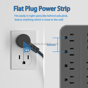 شريط طاقة مع حماية من التيار المفاجئ، كابل تمديد بمقبس أمريكي مسطح، 8 منافذ مع منافذ شحن USB-A وUSB-C - Product Image 6