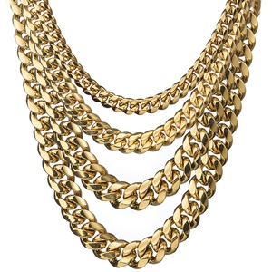Custom Stainless Steel Jewelry <b>Necklace</b> Manufacturer Gold Plated <b>Chunky</b> Miami Link Cuban Chain - Product Image 2