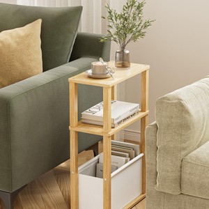 Wooden storage rack, cross-border creative home <b>sofa</b> narrow-edge book storage rack, solid wood multi-layer storage and - Product Image 3