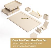 Ensemble d'organisateurs de bureau en cuir PU beige personnalisé, 11 pièces, ensemble d'accessoires de bureau de luxe