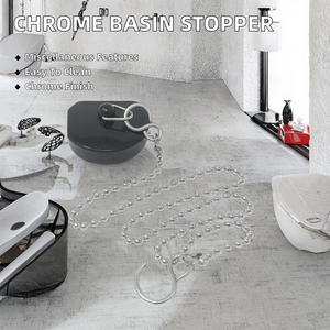 Tapón de lavabo de Metal cromado moderno al por mayor con tapón de fregadero de cadena para baño cocina China colador de residuos de goma <span class=keywords><strong>bañera</strong></span> - Product Image 3