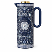 Thermos à double paroi en acier inoxydable de 1 L, design artistique traditionnel, style persan, isolation thermique portable, bouilloire de camping