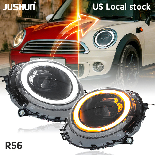 JUSHUN for Mini Cooper R56/R55/R57 2007-2013 Car Lights 6000k Temperature DRL Headlights Seven-color Style Plug and Play