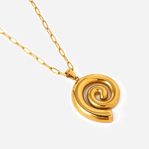 Spiral Pendant <b>Necklace</b> 18k Gold Plated Stainless Steel Women's Jewelry Everyday Wear Geometric Design Yiwu Origin - Product Image 1