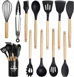 Juego de Utensilios de Cocina - 12 Piezas, Juego de Utensilios de Silicona Aptos para Lavavajillas 392 ° Juego de Espátulas Resistentes al Calor F - Product Image 1