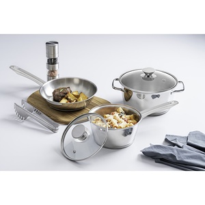 5 pezzi di lusso Set di pentole a Base Triply in acciaio inox 304 pentole di alta qualità Non rivestimento a induzione pentole utensili da cucina - Product Image 4