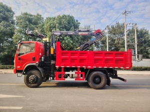 Red Hydraulic Crane Truck With <b>Folding</b> Arm And Grapple <b>Bucket</b> 4x2 Configuration For Material Handling - Product Image 5