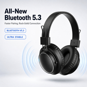 Casque audio sans fil pliable en cuir noir, stéréo, pour téléphone portable et PC - Product Image 3