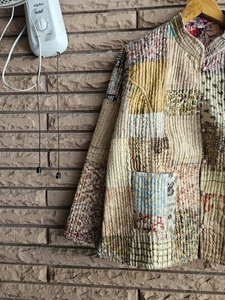 Modern Style Women's Winter Type Indian Hand Block Black Printed Vest Jacket Quilted Sleeveless Coat, Gift For Her - Product Image 3