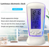 Jam Alarm Digital dengan lampu latar biru Promosi Kantor hadiah jam meja Despertador Reloj logo kustom harga murah
