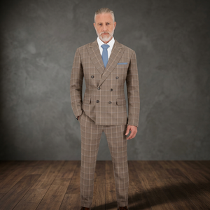 Costume sur mesure croisé 2 pièces pour homme, manches longues, revers crantés, devant plissé, braguette boutonnée, respirant, infroissable, grande taille - Product Image 3