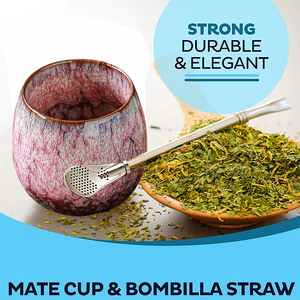 Juego de Tazas de Cerámica para Yerba <span class=keywords><strong>Mate</strong></span> Argentino con Bombillas, Tazas para Café Espresso, Latte, Cappuccino y Té - Product Image 3