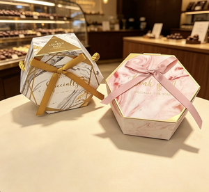 Hexagonal <b>gift</b> <b>box</b> <b>gift</b> <b>box</b> with rope handle portable favor <b>box</b> marble print <b>gift</b> <b>box</b> - Product Image 5