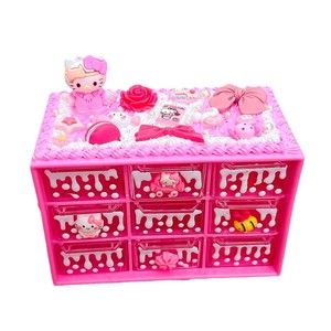 Handmade Diy <b>Storage</b> <b>Box</b> With Cream 9 Grid Plastic Jewelry Organizer For <b>Kids</b> Desktop Toy Craft Kit - Product Image 5