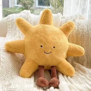 Cuscino Peluche OEM con Faccina Sorridente, Luna Bianca, Sole Giallo e Stella, Motivo Meteo Cartoonesco, 30-50cm, per Decorazione Camera dei Bambini e Divano - Product Image 4