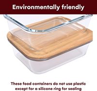 Récipients de stockage des aliments en verre avec couvercles en bambou, lot de 4 récipients en verre pour la préparation des repas Boîte à lunch Bento